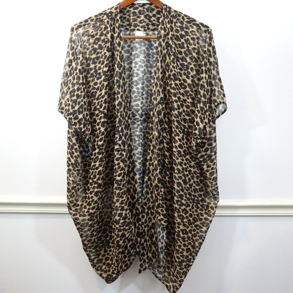 Malia Mills Robe Cover-Up Leopard Size Extra Small/Small Sheer Shawl Wrap Kimono - Picture 1 of 10